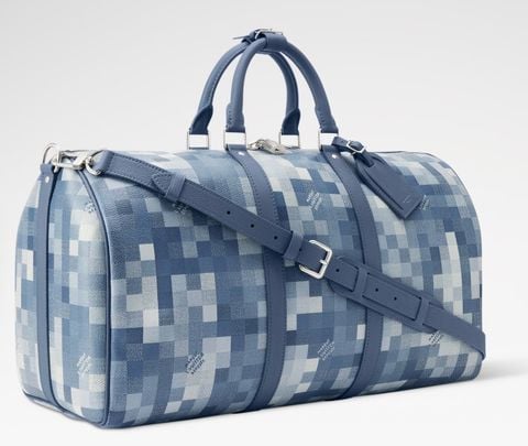 TÚI DU LỊCH NAM NỮ LV KEEPALL BANDOULIÈRE 45 DAMOFLAGE BLUE CANVAS