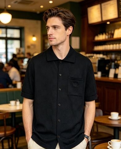 ÁO SƠ MI DỆT KIM L V DAMIER OPENWORK SHORT-SLEEVE SHIRT