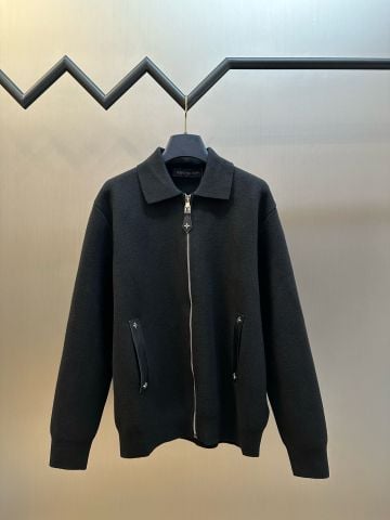 ÁO KHOÁC DỆT KIM NAM L V PHOM BLOUSON PHỐI CHI TIẾT DA