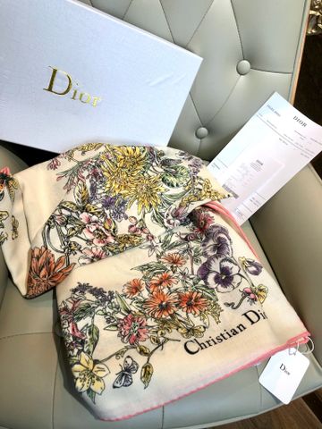 KHĂN LỤA CASHMERE   DIORR  STAR 140 – HAI MẶT, VIỀN CUỐN TAY