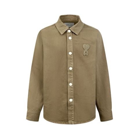 ÁO KHOÁC SƠ MI NAM NỮ A M PHOM RELAXED COTTON TWILL ĐÍNH TRÁI TIM ĐAN NỔI