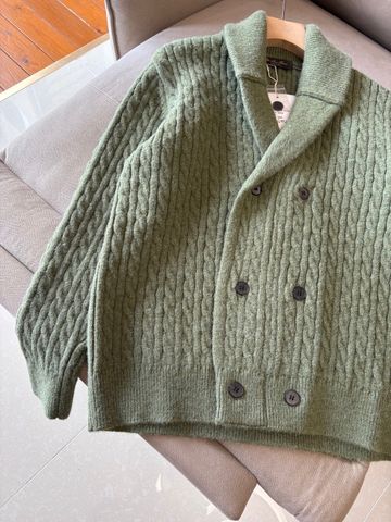 ÁO NAM LEN LOE* CARDIGAN CỔ BẺ HỌA TIẾT CARO XANH RÊU