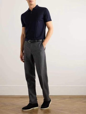 ÁO POLO NAM L P CỔ ZIP PIQUÉ MẶT HẠT MỊN PHOM FIT LỊCH LÃM