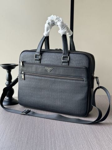 CẶP BUSINESS BRIEFCASE NAM PRD DA BÒ VÂN CÁ SẤU PHOM HỘP CAO CẤP