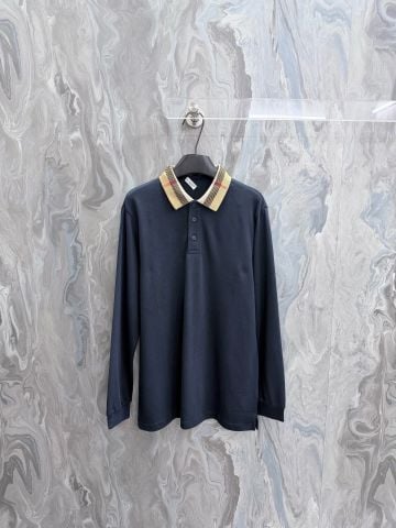 ÁO POLO NAM B DÀI TAY CỔ PHỐI CHECK, PHOM CLASSIC CHỈN CHU