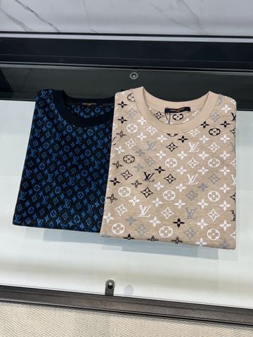 ÁO THUN NAM NỮ L V MONOGRAM DỆT JACQUARD PHỦ TOÀN THÂN CỔ TRÒN CAO CẤP