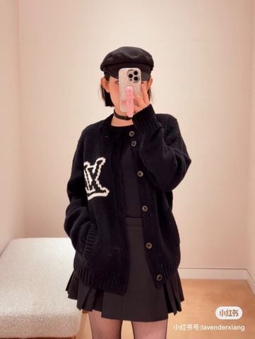 ÁO LEN CARDIGAN NAM NỮ L*V  PHOM RELAXED, PATCH CHỮ CÁI NỔI