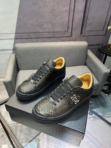 GIÀY SNEAKER NAM PP* DA BÓNG VÂN DA RẮN ĐEN