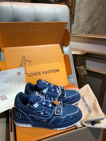 GIÀY THỂ THAO NAM NỮ LV* TRAINER XANH NAVY MONOGRAM VÂN 3D