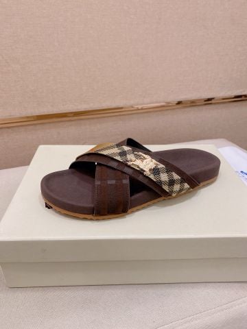 DÉP NAM BB URCHIN QUAI CHÉO CHECK JACQUARD, DA BÒ DẬP VÂN –