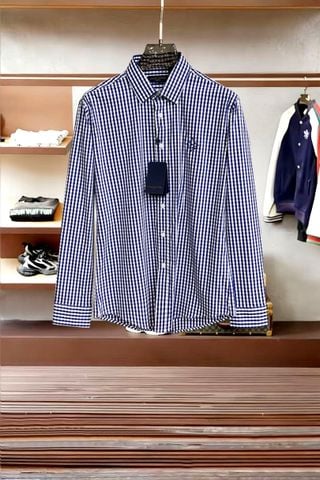 ÁO SƠ MI NAM L V CARO MINI THÊU NGỰC TINH TẾ PHOM GỌN GÀNG