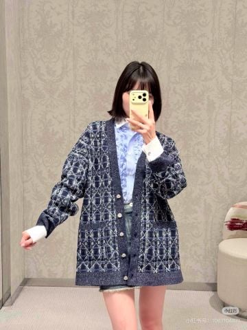 ÁO CARDIGAN NAM NỮ D.O DỆT JACQUARD HAI MẶT HỌA TIẾT HÌNH HỌC NỔI