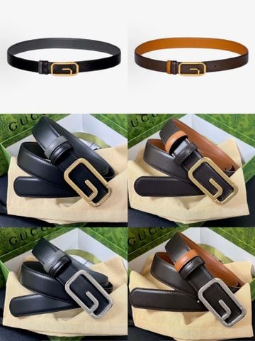 THẮT LƯNG UNISEX GC KHÓA G HÌNH HỌC – DA 2 MẶT, BẢN 3CM SANG TRỌNG