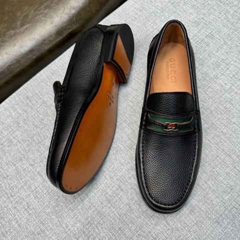 GIÀY NAM LOAFER GC WEB DOUBLE G DA VÂN HẠT ĐẾ DA THẬT
