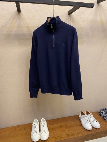 ÁO LEN NAM BURBERR*Y * CỔ CAO HALF-ZIP THÊU LOGO