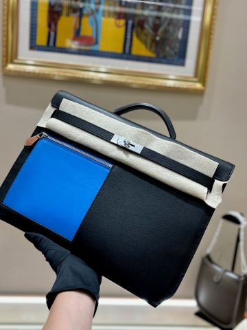 TÚI CẶP NAM NỮ H KELLY DEPECHES EVERCOLOR ĐEN PHỐI XANH 36CM