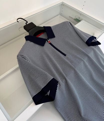ÁO POLO NAM KTN CỔ DỆT KHÓA KÉO NỬA THÂN, SỌC NHỎ THANH LỊCH