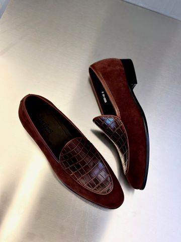 GIÀY LOAFER NAM BLT PHỐI DA LỘN MỊN & MUI DA VÂN CÁ SẤU BÓNG