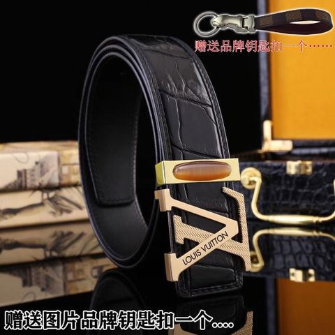 THẮT LƯNG NAM LV* KHÓA LOGO SONG SẮC – BẢN 38MM, VÂN CÁ SẤU