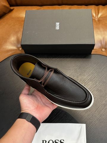 GIÀY NAM BOSSs DA BÊ NÂU – MOC TOE, ĐẾ CAO SU ÊM NHẸ