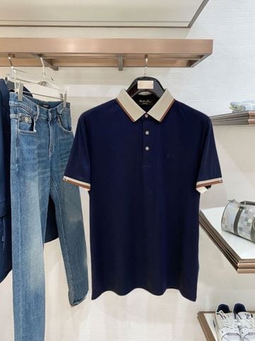 ÁO POLO NAM L P CỔ PHỐI VIỀN CONTRAST, LOGO THÊU TONE-ON-TONE