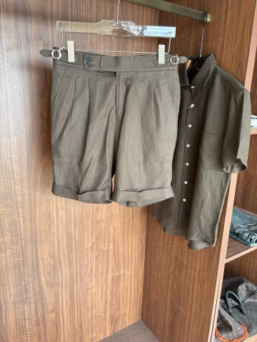 SET NAM L P 100% LINEN SHIRT & PLEATED SHORTS – RELAXED TAILORING CO-ORD SET