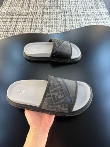 DÉP SLIDE NAM F D DIAGONAL PHỐI JACQUARD VÀ DA