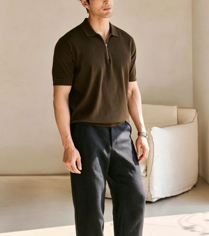 ÁO POLO NAM LP DỆT KIM COTTON DÀI SỢI CỔ BẺ KHÓA ZIP PHOM OLD MONEY