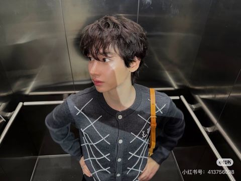 CARDIGAN LEN NAM L V HỌA TIẾT ARGYLE ĐÍNH HẠT THỦ CÔNG –