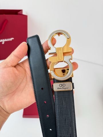 THẮT LƯNG NAM SALVATOR*E * HAI MẶT DA HẠT 3.5CM