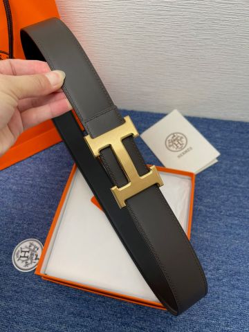 THẮT LƯNG NAM HERM* KHÓA H ĐỒNG BẢN 3.8CM DA ĐEN CAO CẤP