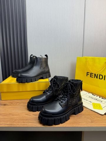 GIÀY BOOT NAM FENDI*  DA ĐEN FF TONE