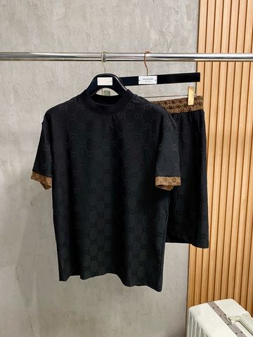 BỘ NAM NỮ G C ÁO THUN & SHORTS GG JACQUARD AIR-LAYER PHOM RỘNG NHẸ