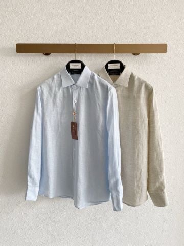ÁO SƠ MI NAM L P DÀI TAY CỔ Ý LINEN NGUYÊN CHẤT
