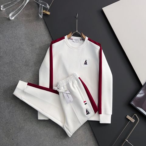 BỘ THỂ THAO UNISEX Thom* Browne*  – TRẮNG PHỐI SỌC ĐỎ, THÊU BIỂU TƯỢNG THUYỀN BUỒM
