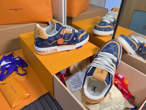 GIÀY SNEAKER NAM NỮ L V DENIM THÊU MONOGRAM – DÁNG TRAINER NỔI BẬT