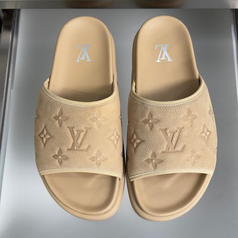 DÉP NAM L V MIAMI MULE DA BÒ MẶT HẠT MONOGRAM DẬP NỔI