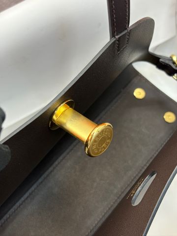 TÚI XÁCH NỮ H TABLIER SELLIER 26 DA HUNTER MÀU GỖ MUN KHOÁ VÀNG