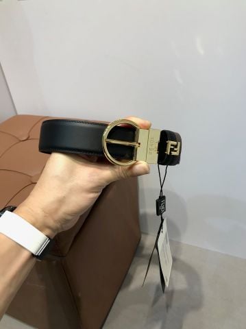 THẮT LƯNG NAM FENDI*  KHÓA CHỮ F MẠ VÀNG – DA HẠT 2 MẶT BẢN 35MM