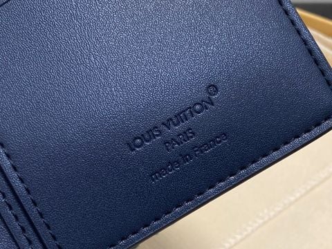 VÍ NAM LV* BRAZZA XANH SAPPHIRE VÂN SẦN – FORM  MỎNG GỌN CHO TÚI ÁO VEST