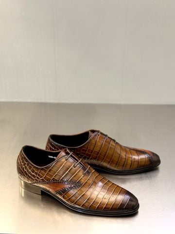 GIÀY TÂY NAM BLT PHOM OXFORD DA BÒ VÂN CÁ SẤU PATINA THỦ CÔNG