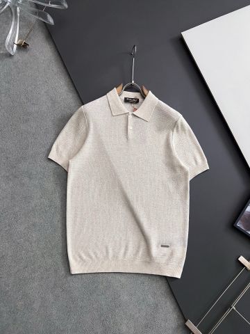 ÁO POLO NAM L P KNITTED LINEN-COTTON OPENWORK