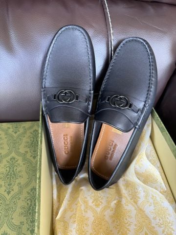 GIÀY MOCCASSIN NAM GC KHÂU THỦ CÔNG PHOM LUXURY TỐI GIẢN BẢN DA LỲ & DA HẠT FULL