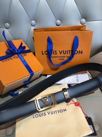 THẮT LƯNG NAM L*V  KHÓA TỰ ĐỘNG MONOGRAM – DA BÒ HẠT 3.5CM*