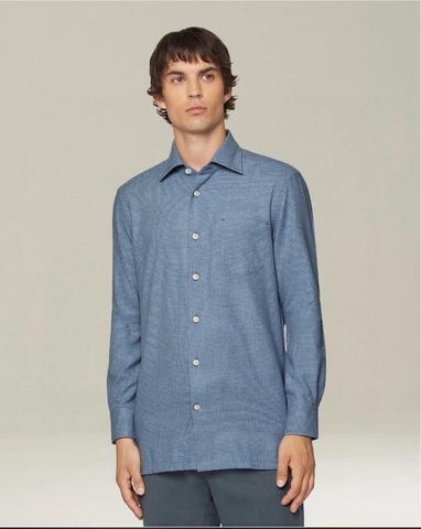 ÁO SƠ MI DÀI TAY NAM K T MICRO-HOUNDSTOOTH – 100% WOOL, TÚI NGỰC BARTACK TƯƠNG PHẢN