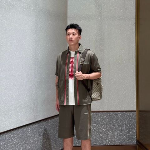 BỘ NAM GC DỆT COTTON CAO CẤP PHỐI WEB STRIPE THÊU LOGO