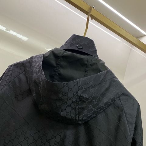 ÁO KHOÁC GIÓ NAM NỮ G C GG JACQUARD PHỐI WEB – MŨ THÁO RỜI, PHOM RELAXED
