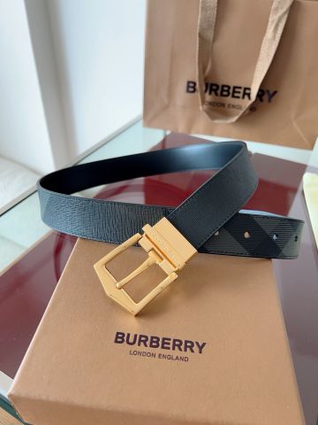 THẮT LƯNG NAM B B R – BẢN CHECK PHỐI DA, KHÓA KIM LOẠI RECTANGLE BUCKLE 3.5CM
