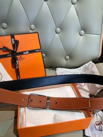 THẮT LƯNG NAM HERM* DA BÒ ĐEN BẢN 35MM – KHÓA KIM BẠC / VÀNG