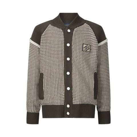 ÁO NAM LV* CARDIGAN DỆT 3D TONE NÂU XÁM